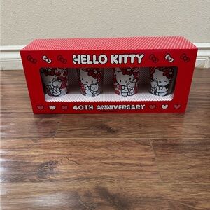 Hello Kitty Red 40th Anniversary Drinking Glasses Set. NIB.